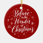 Décoration En Céramique Croyez en l'étonnement de Noël Lettering Round (Devant)