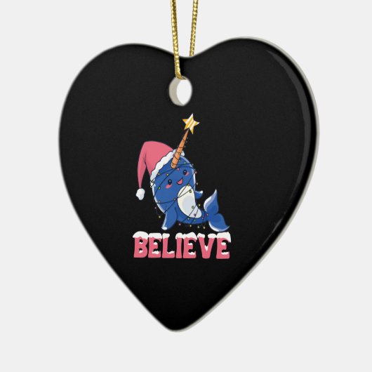 Décoration En Céramique Croyez Narwhal Noël Fée Lumières (Gauche)