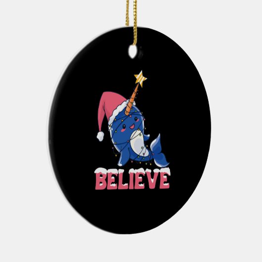 Décoration En Céramique Croyez Narwhal Noël Fée Lumières (Droite)