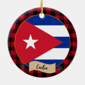 Décoration En Céramique Cuba, Plaid de buffle rouge & drapeau cubain (Dos)