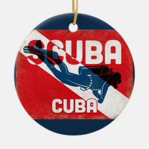 Décoration En Céramique Cuba Scuba Diver - Blue Retro