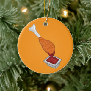 Décoration En Céramique Cuisse de poulet trempée dans le ketchup