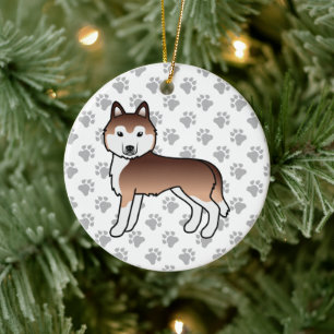 Décoration En Céramique Cuivre Sibérien Husky mignon chien de dessin