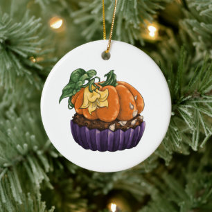 Décoration En Céramique Cupcake Citrouille