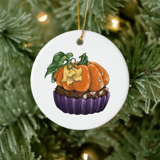 Décoration En Céramique Cupcake Citrouille (Arbre)