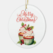Décoration En Céramique Cupcake de Noël Holly Berry (Gauche)