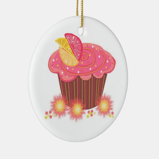 Décoration En Céramique Cupcake de pamplemousse rose doux (Droite)