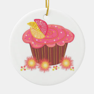 Décoration En Céramique Cupcake de pamplemousse rose doux