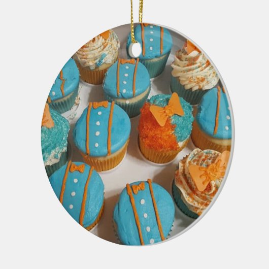 Décoration En Céramique Cupcakes bleu et orange Noël (Gauche)