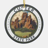 Custer State Park South Dakota Travel Art Vintage