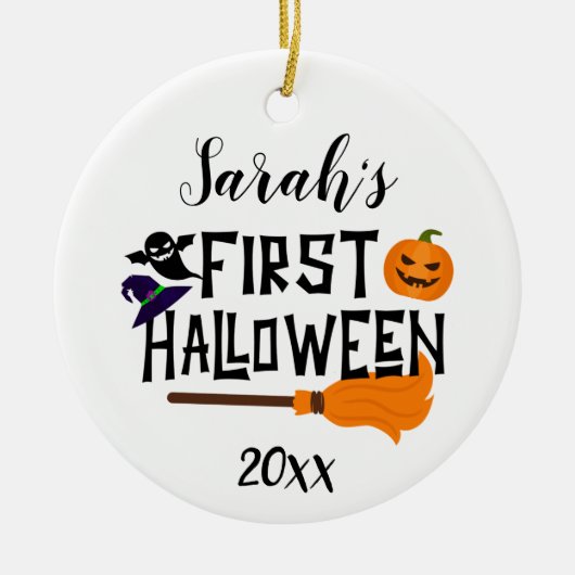 Décoration En Céramique Custom Baby Name First Halloween Pumpkin 2022 (Devant)