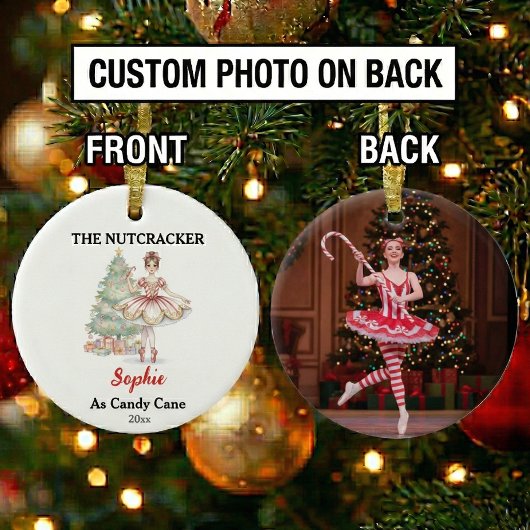 Décoration En Céramique Custom Candy Cane Nutcracker Photo Christmas