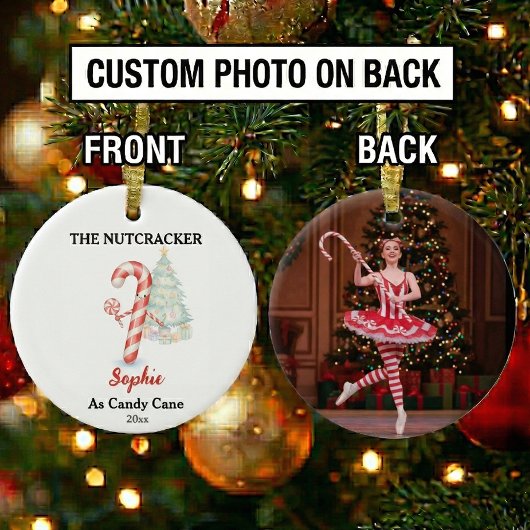 Décoration En Céramique Custom Candy Cane Nutcracker Photo Christmas