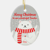 Décoration En Céramique Custom Dated Noël Polar Ours mignonne Notre enseig (Dos)