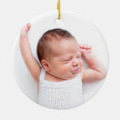 Décoration En Céramique Custom First Christmas Script Baby Photo Blue (Dos)