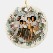 Décoration En Céramique Custom Holiday Keepsake with Wreath Family Photo (Dos)