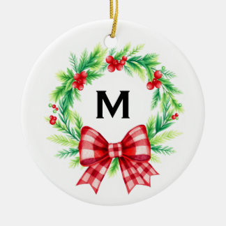 Décoration En Céramique Custom Monogram First Christmas Married Ornament