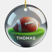 Décoration En Céramique Custom Name Football Faux Glass‑Orb Look (Dos)