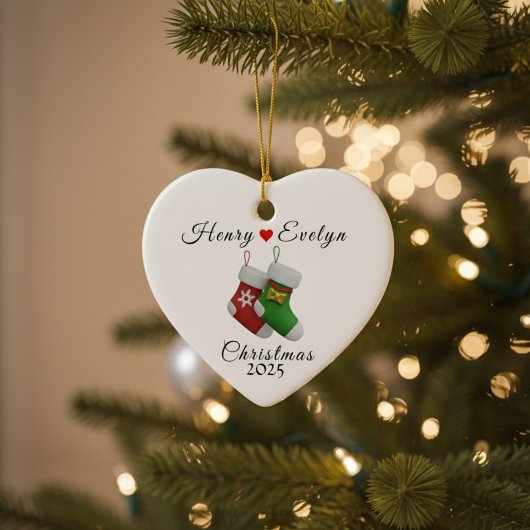 Décoration En Céramique Custom Name Holiday Gift for Couples | 