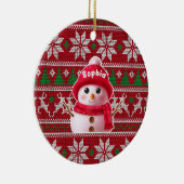 Décoration En Céramique Custom Name Snowman Christmas Ornament (Droite)