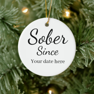 Décoration En Céramique Custom “Sober Since” Keychain - Sobriety Date 