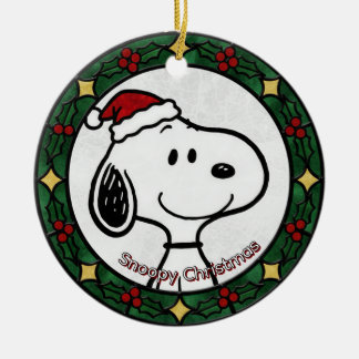 Décoration En Céramique Custom Stained glass effect DOG'S name Christmas