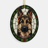 Décoration En Céramique Custom Stained glass effect DOG'S name Christmas  (Droite)