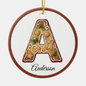Décoration En Céramique Customize Christmas Gingerbread Letter A Monogram (Devant)