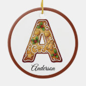 Décoration En Céramique Customize Christmas Gingerbread Letter A Monogram (Dos)