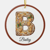 Décoration En Céramique Customize Christmas Gingerbread Letter B Monogram (Devant)