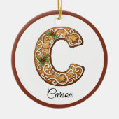 Décoration En Céramique Customize Christmas Gingerbread Letter C Monogram (Devant)