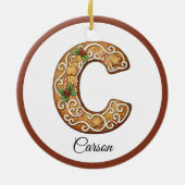 Décoration En Céramique Customize Christmas Gingerbread Letter C Monogram (Dos)