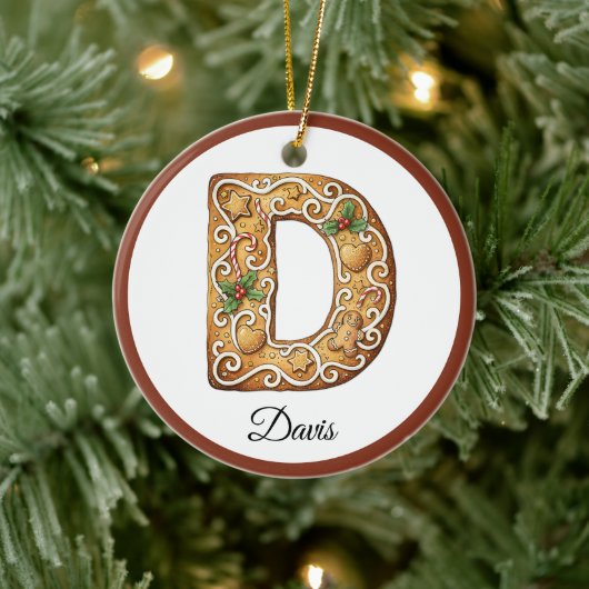 Décoration En Céramique Customize Christmas Gingerbread Letter D Monogram (Arbre)