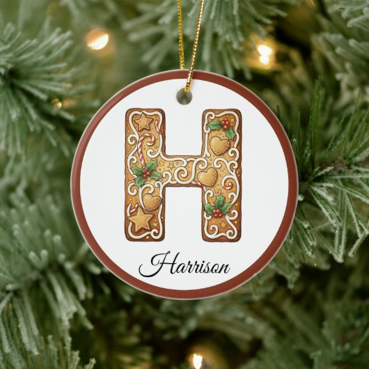 Décoration En Céramique Customize Christmas Gingerbread Letter H Monogram (Arbre)