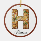 Décoration En Céramique Customize Christmas Gingerbread Letter H Monogram (Devant)