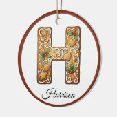 Décoration En Céramique Customize Christmas Gingerbread Letter H Monogram (Gauche)