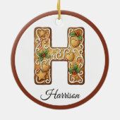Décoration En Céramique Customize Christmas Gingerbread Letter H Monogram (Dos)