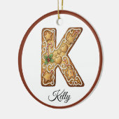 Décoration En Céramique Customize Christmas Gingerbread Letter K Monogram (Gauche)
