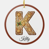 Décoration En Céramique Customize Christmas Gingerbread Letter K Monogram (Dos)