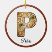 Décoration En Céramique Customize Christmas Gingerbread Letter P Monogram (Dos)