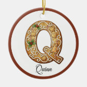 Décoration En Céramique Customize Christmas Gingerbread Letter Q Monogram (Devant)