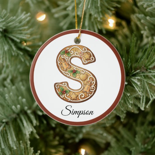 Décoration En Céramique Customize Christmas Gingerbread Letter S Monogram (Arbre)