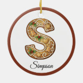 Décoration En Céramique Customize Christmas Gingerbread Letter S Monogram (Dos)