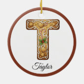 Décoration En Céramique Customize Christmas Gingerbread Letter T Monogram (Dos)