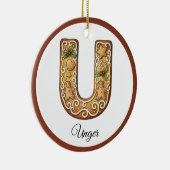 Décoration En Céramique Customize Christmas Gingerbread Letter U Monogram (Droite)