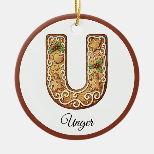 Décoration En Céramique Customize Christmas Gingerbread Letter U Monogram (Devant)