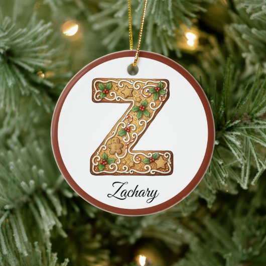 Décoration En Céramique Customize Christmas Gingerbread Letter Z Monogram (Arbre)