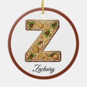 Décoration En Céramique Customize Christmas Gingerbread Letter Z Monogram (Dos)