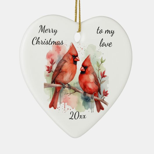 Décoration En Céramique Customize Dated Cardinal to my Love (Droite)