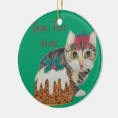 Décoration En Céramique cut kitten witred bow tabby cat christmas (Gauche)